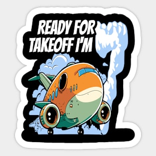 Ready for Takeoff I'm 7 - 7nd Birthday Boy Airplane Theme Sticker